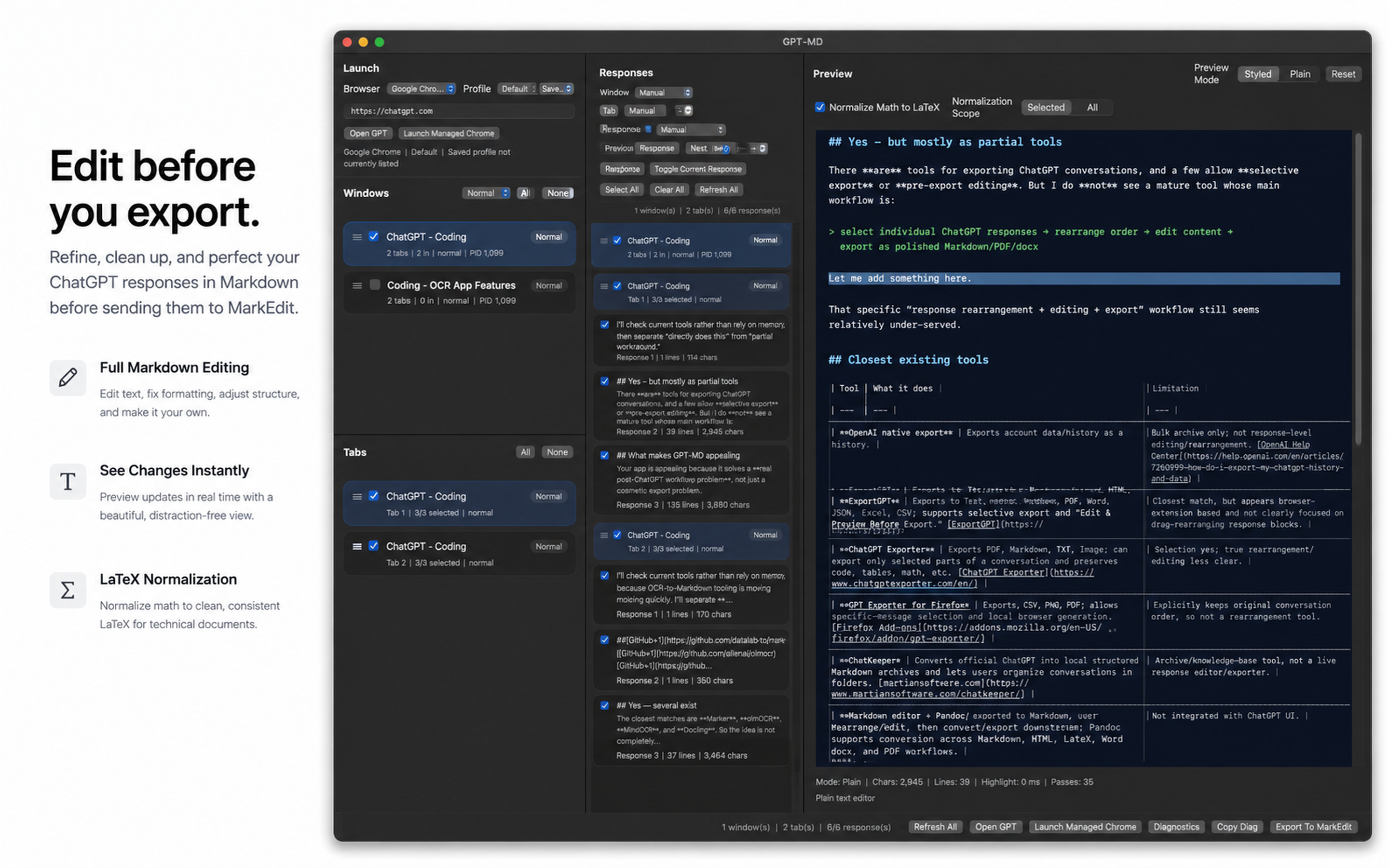 GPT-MD editing Markdown before export.